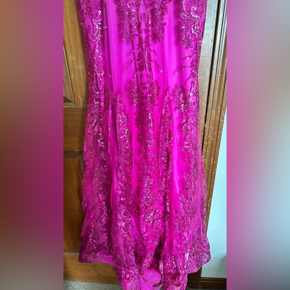 Cinderella Divine Hot Pink Prom Dress - Picture 3 of 7